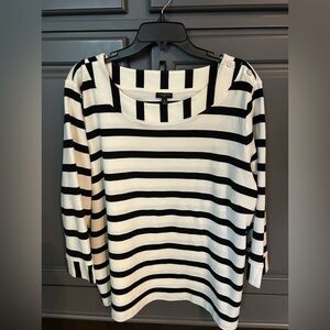 Talbots Women's Black and White Striped Blouse